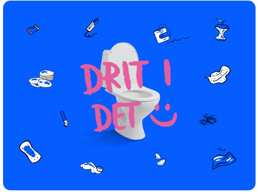 Toalett og det som ikke skal i do (illustrasjon)