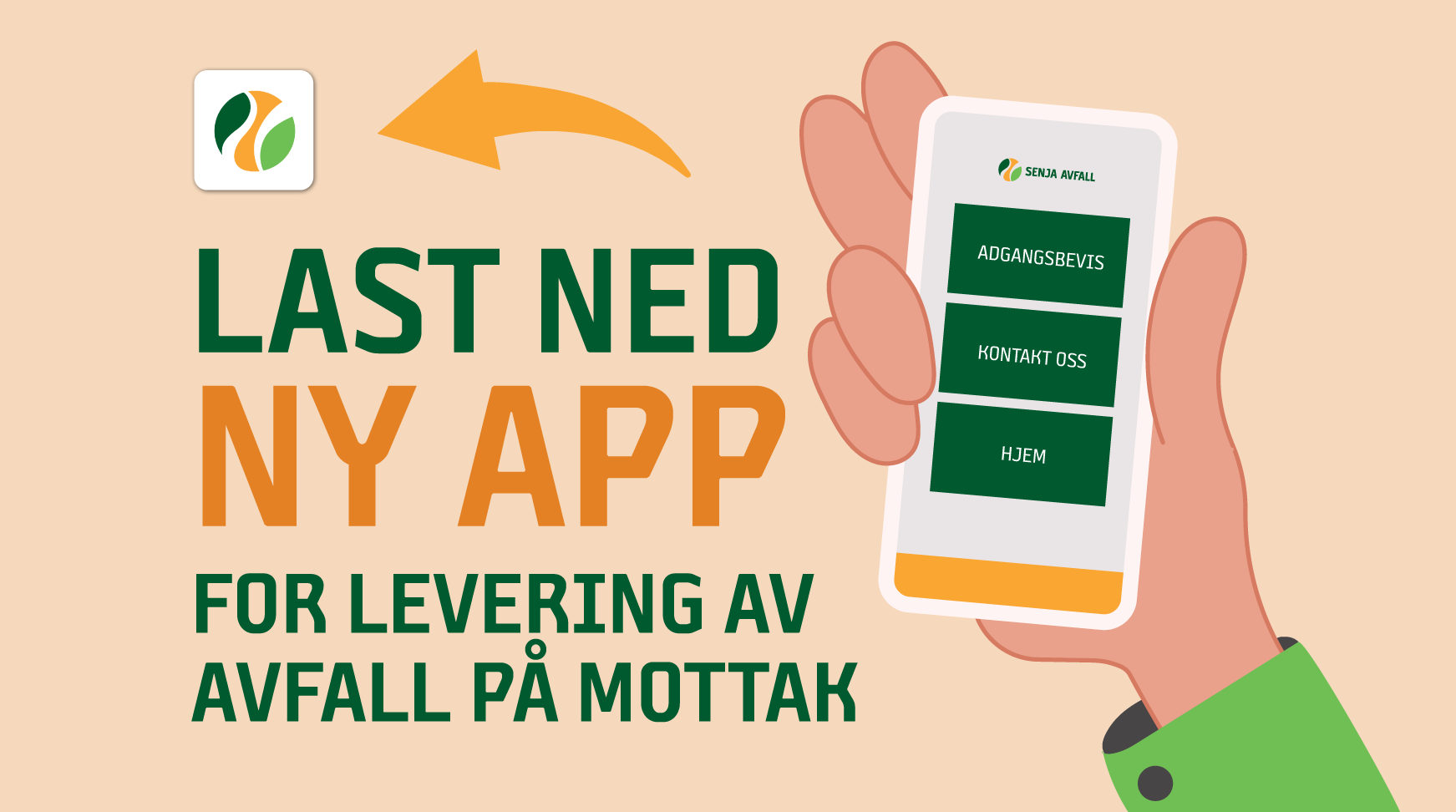 Last ned app for avfallslevering. Annonse.